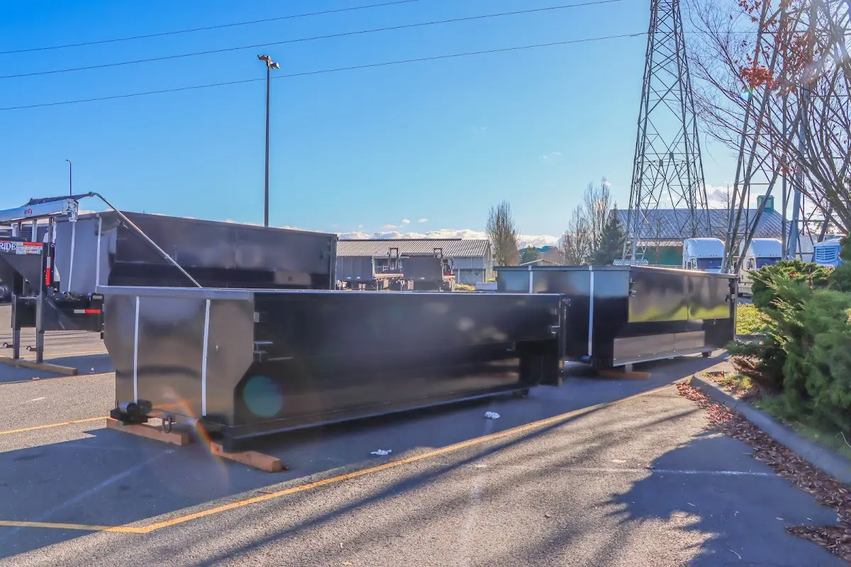 Roll-off dumpster ready for waste disposal at job site for 4 Yard Dumpster Rental in Tipp City